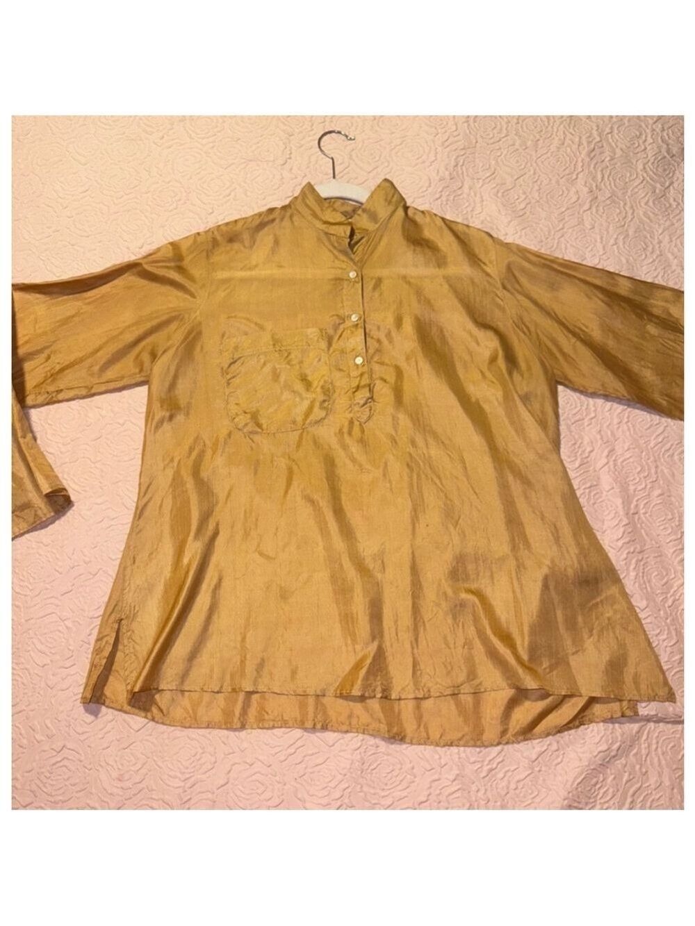 Gold silk shirt 100% silk size is p India